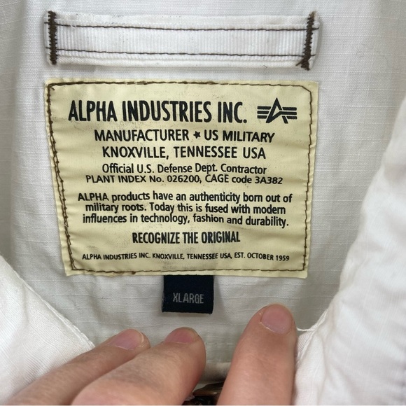 ALPHA Industries Lightweight White Cotton Jacket Size XL - Picture 6 of 13